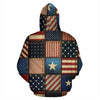 American Flag Patchwork Design Zip Up Hoodie