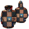 American Flag Patchwork Design Zip Up Hoodie