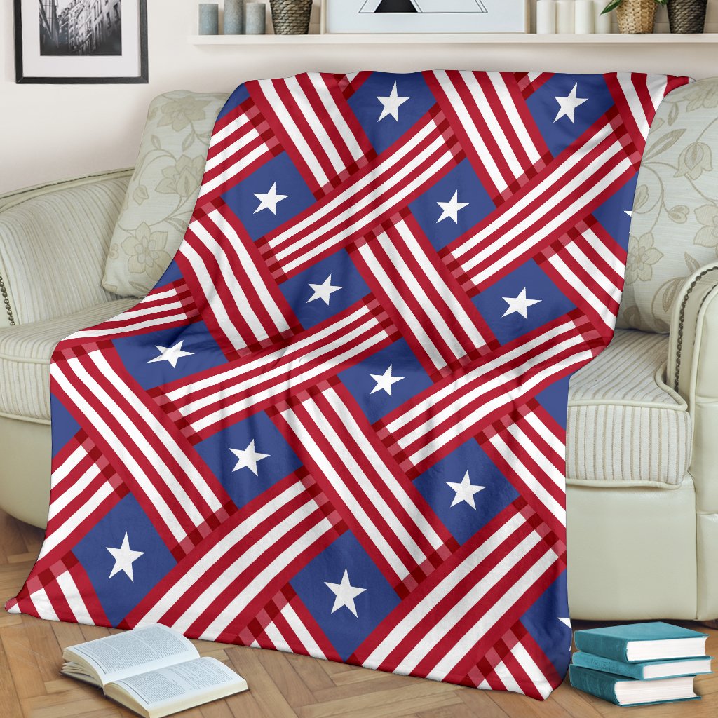American Flag Pattern Fleece Blanket