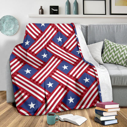 American Flag Pattern Fleece Blanket