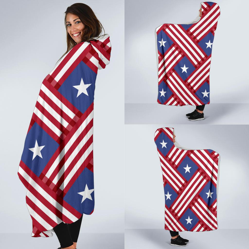American flag Pattern Hooded Blanket-JTAMIGO.COM