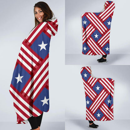 American flag Pattern Hooded Blanket-JTAMIGO.COM
