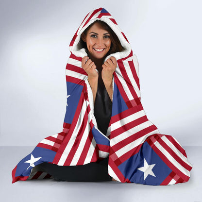 American flag Pattern Hooded Blanket-JTAMIGO.COM