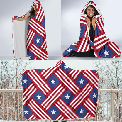American flag Pattern Hooded Blanket-JTAMIGO.COM