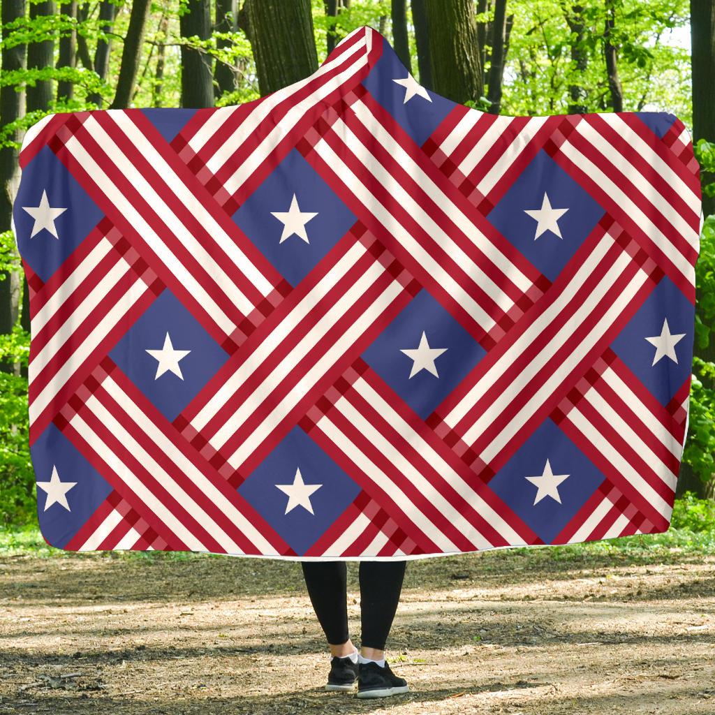American flag Pattern Hooded Blanket-JTAMIGO.COM