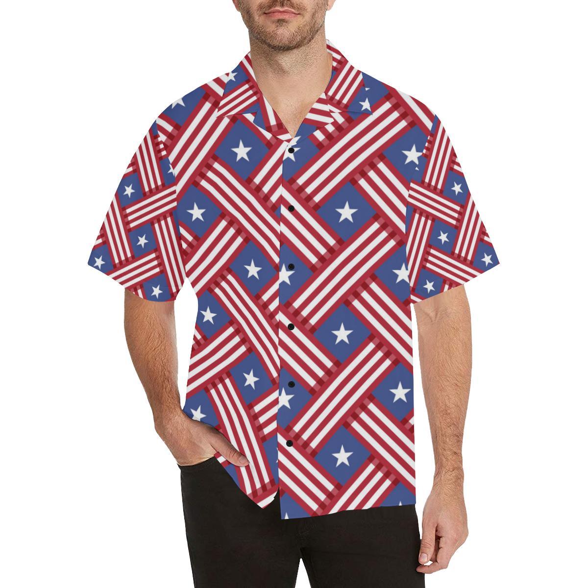 American flag Pattern Men Aloha Hawaiian Shirt