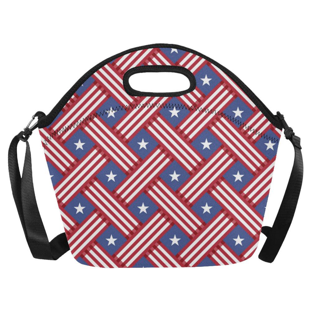 American flag Pattern Neoprene Lunch Bag (Model 1669)(Large)-JTAMIGO.COM