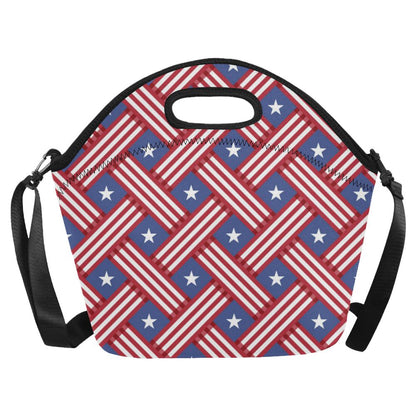 American flag Pattern Neoprene Lunch Bag (Model 1669)(Large)-JTAMIGO.COM