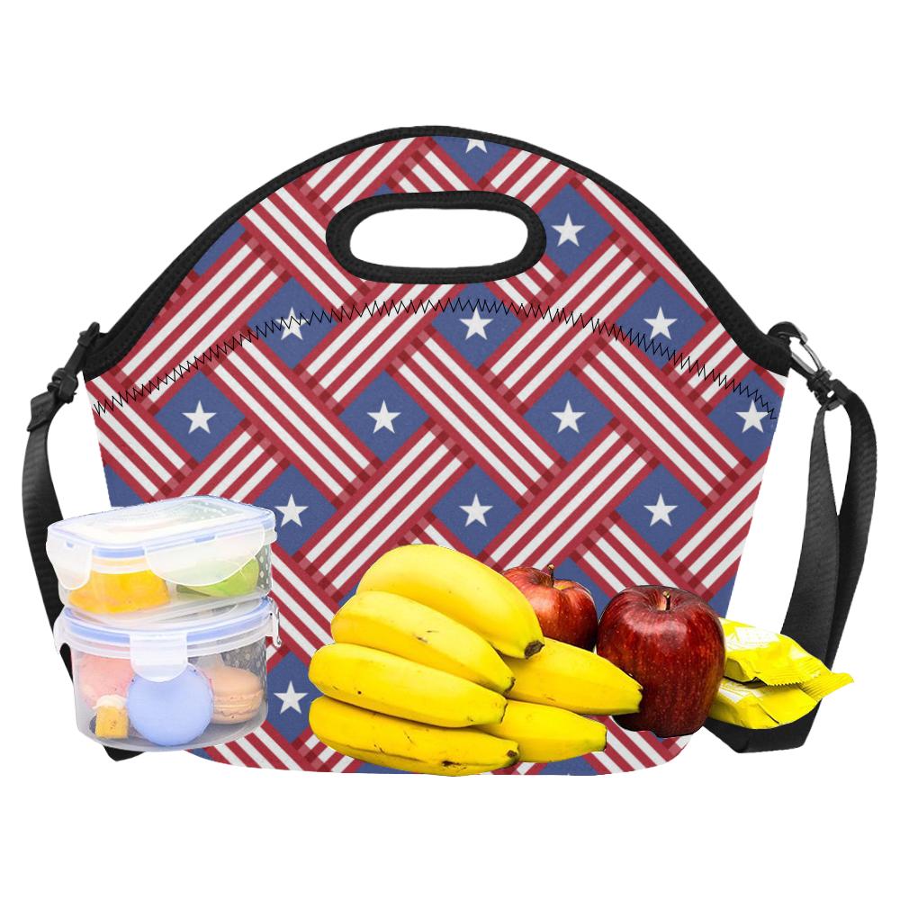 American flag Pattern Neoprene Lunch Bag (Model 1669)(Large)-JTAMIGO.COM
