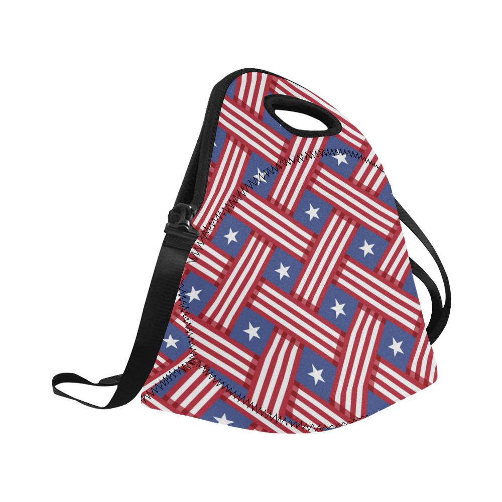 American flag Pattern Neoprene Lunch Bag (Model 1669)(Large)-JTAMIGO.COM