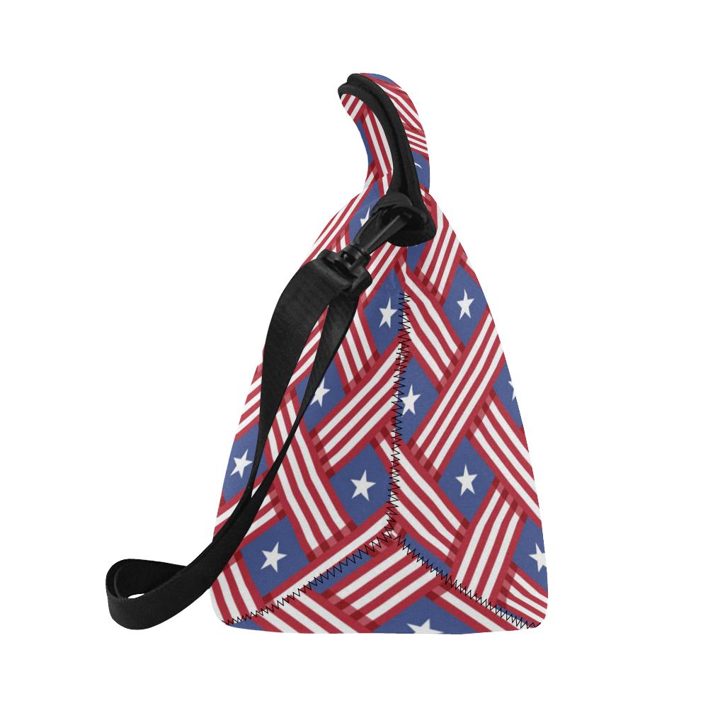 American flag Pattern Neoprene Lunch Bag (Model 1669)(Large)-JTAMIGO.COM