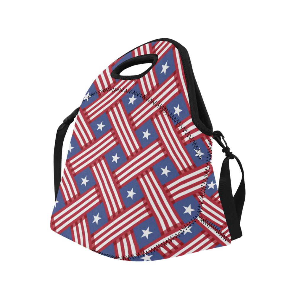 American flag Pattern Neoprene Lunch Bag (Model 1669)(Large)-JTAMIGO.COM