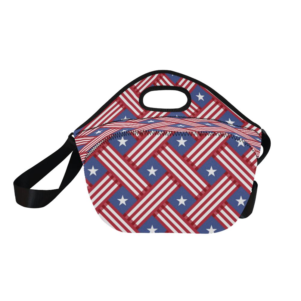American flag Pattern Neoprene Lunch Bag (Model 1669)(Large)-JTAMIGO.COM
