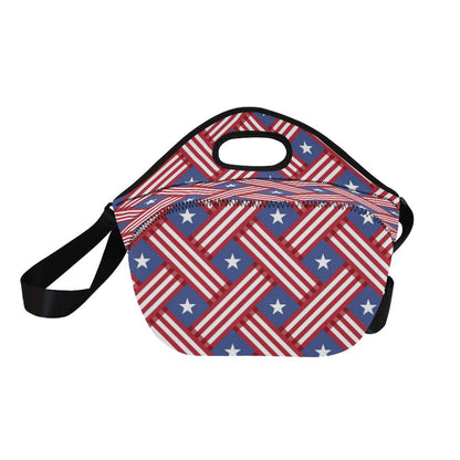 American flag Pattern Neoprene Lunch Bag (Model 1669)(Large)-JTAMIGO.COM