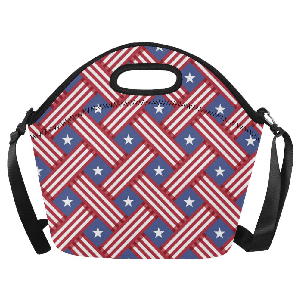 American flag Pattern Neoprene Lunch Bag (Model 1669)(Large)-JTAMIGO.COM