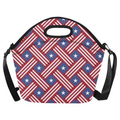 American flag Pattern Neoprene Lunch Bag (Model 1669)(Large)-JTAMIGO.COM