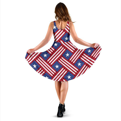 American Flag Pattern Sleeveless Dress