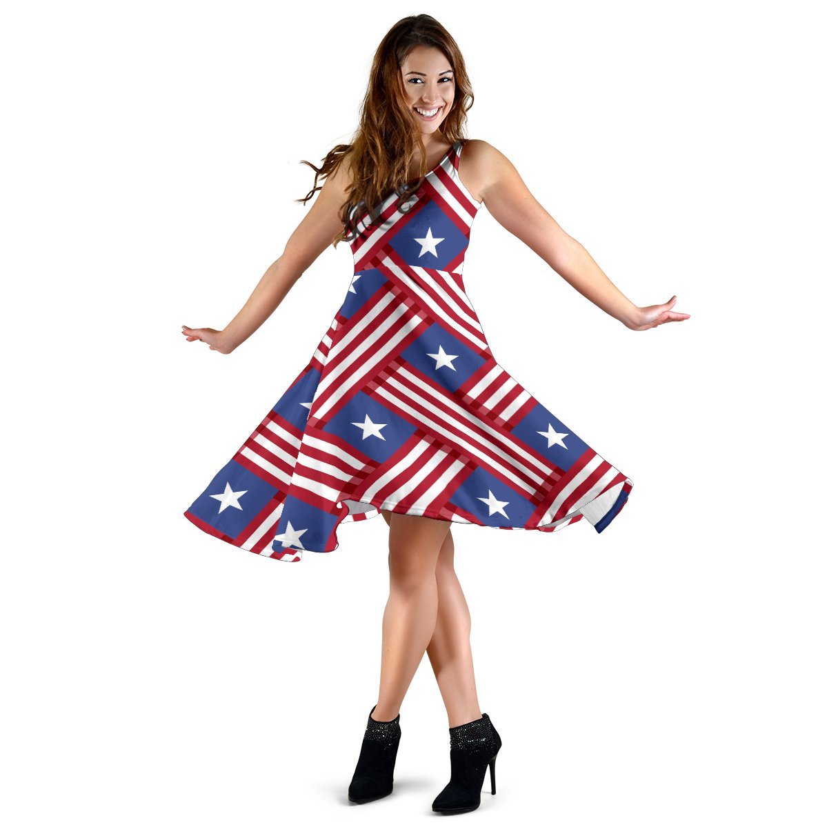 American Flag Pattern Sleeveless Dress
