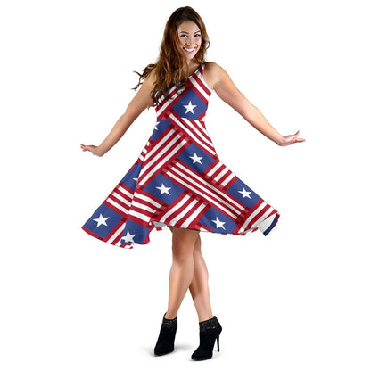American Flag Pattern Sleeveless Dress