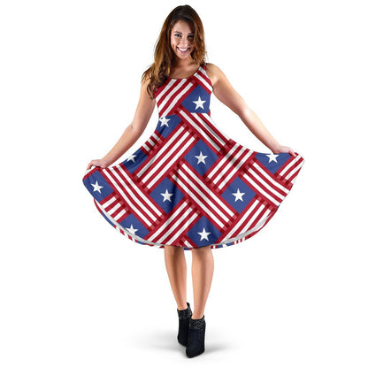 American Flag Pattern Sleeveless Dress