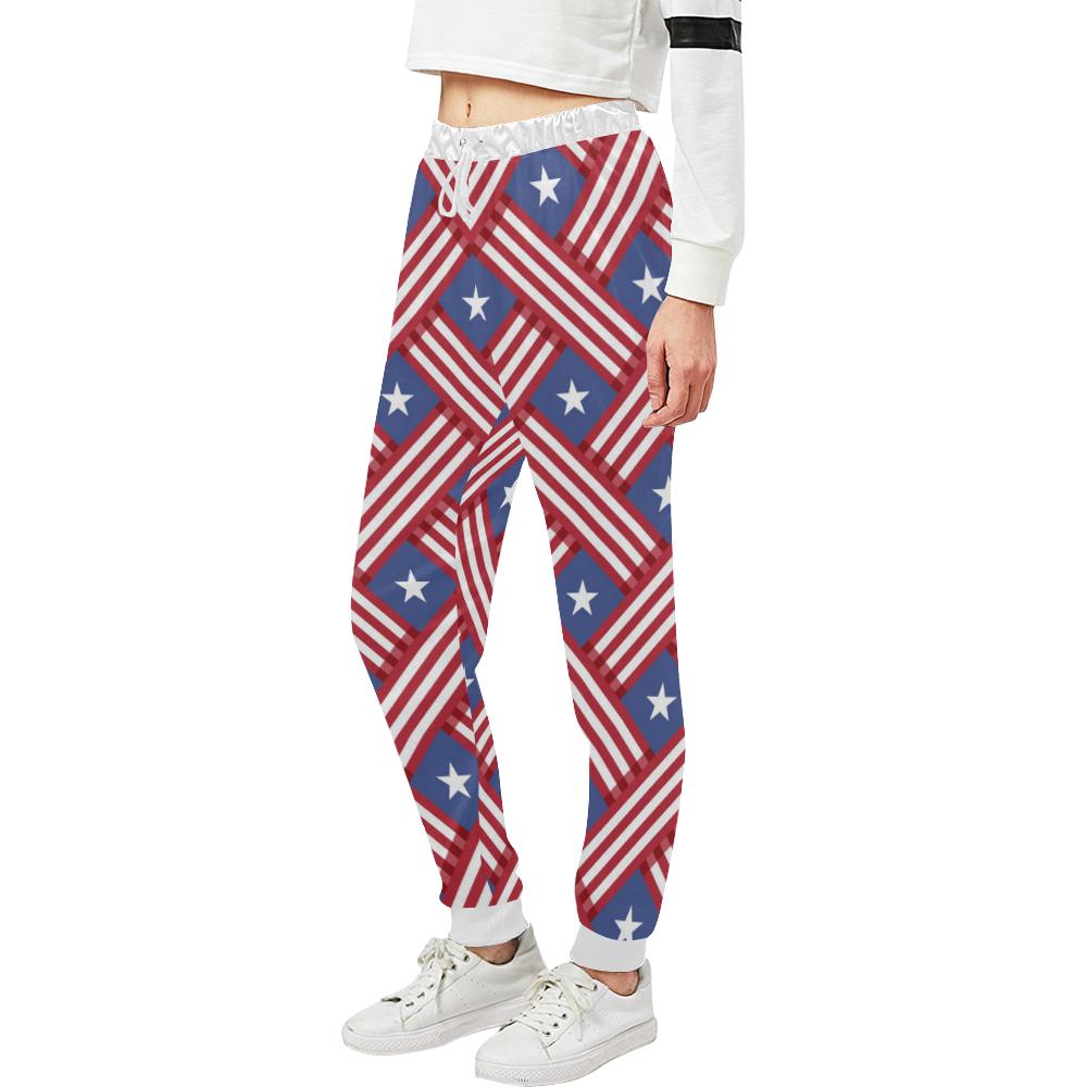 American flag Pattern Unisex Casual Sweatpants (Model L11)-JTAMIGO.COM
