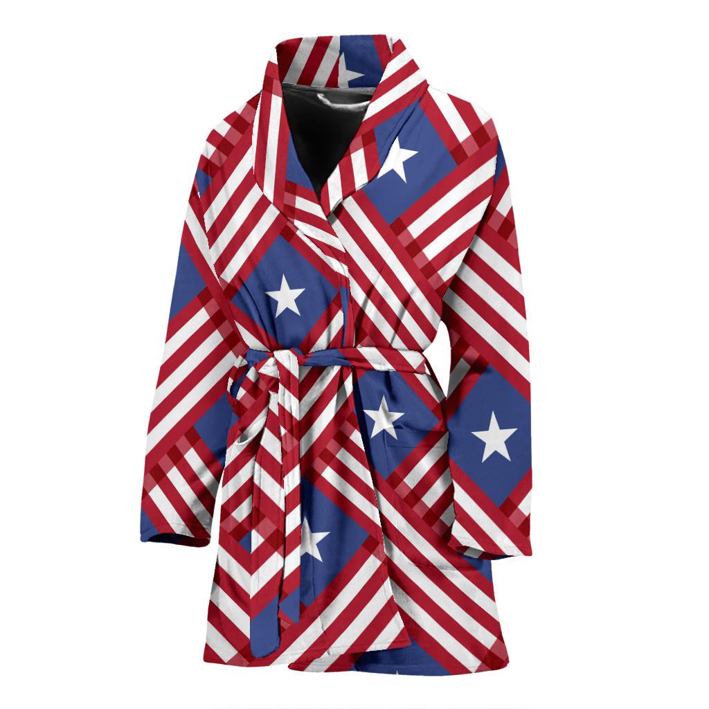 American flag Pattern Women Bath Robe-JTAMIGO.COM