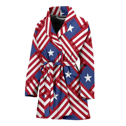 American flag Pattern Women Bath Robe-JTAMIGO.COM