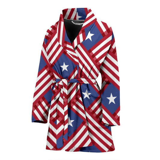 American flag Pattern Women Bath Robe-JTAMIGO.COM
