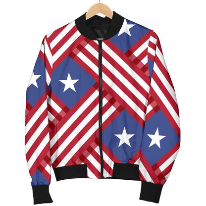 American Flag Pattern Women Casual Bomber Jacket