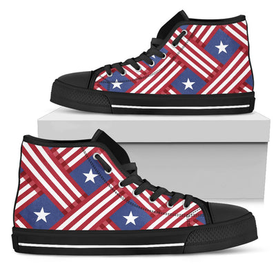 American Flag Pattern Women High Top Shoes