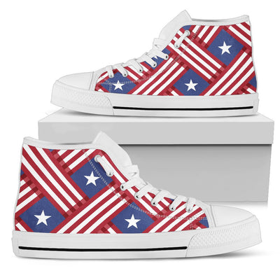 American Flag Pattern Women High Top Shoes