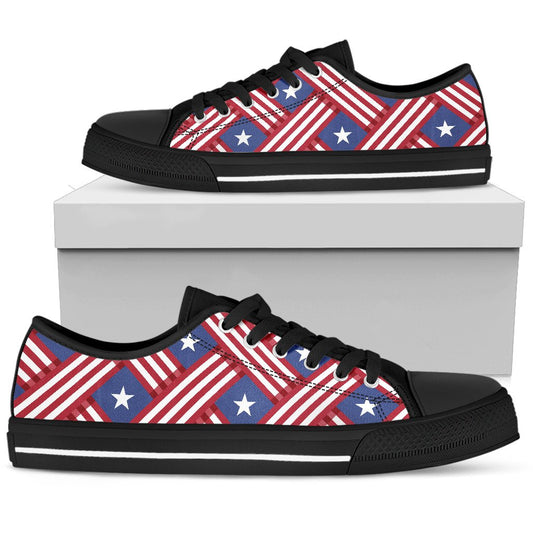 American flag Pattern Women Low Top Shoes