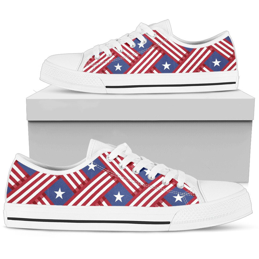 American flag Pattern Women Low Top Shoes