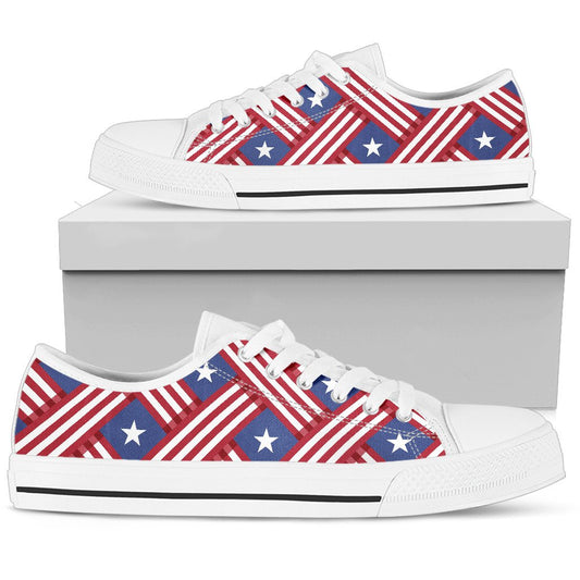 American flag Pattern Women Low Top Shoes