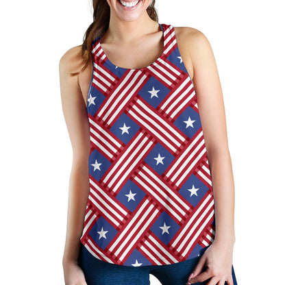 American Flag Pattern Women Racerback Tank Top