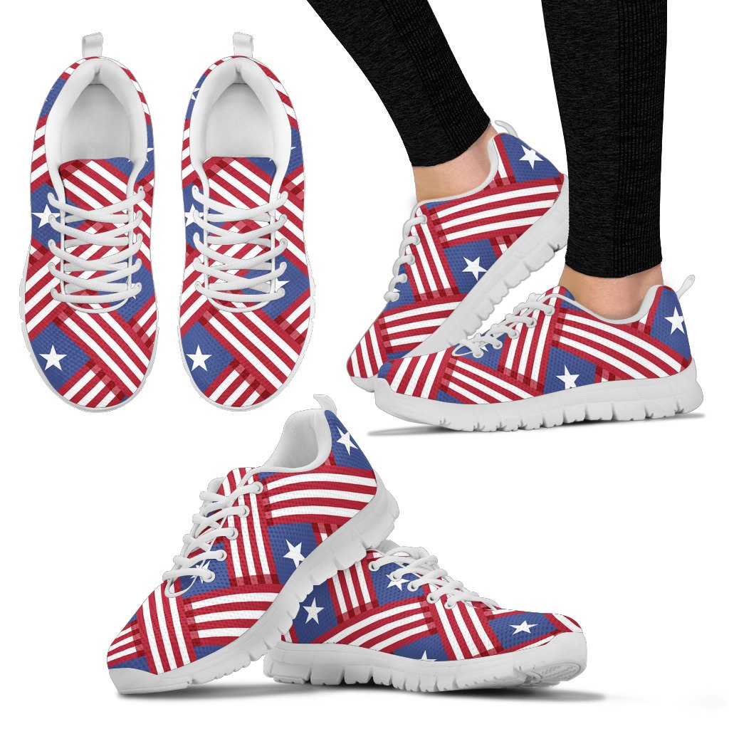 American Flag Pattern Women Sneakers Shoes