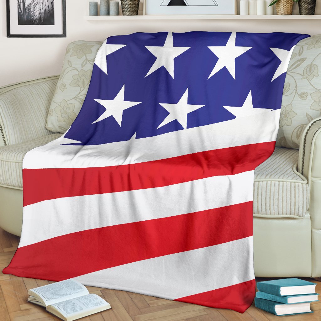 American Flag Print Fleece Blanket