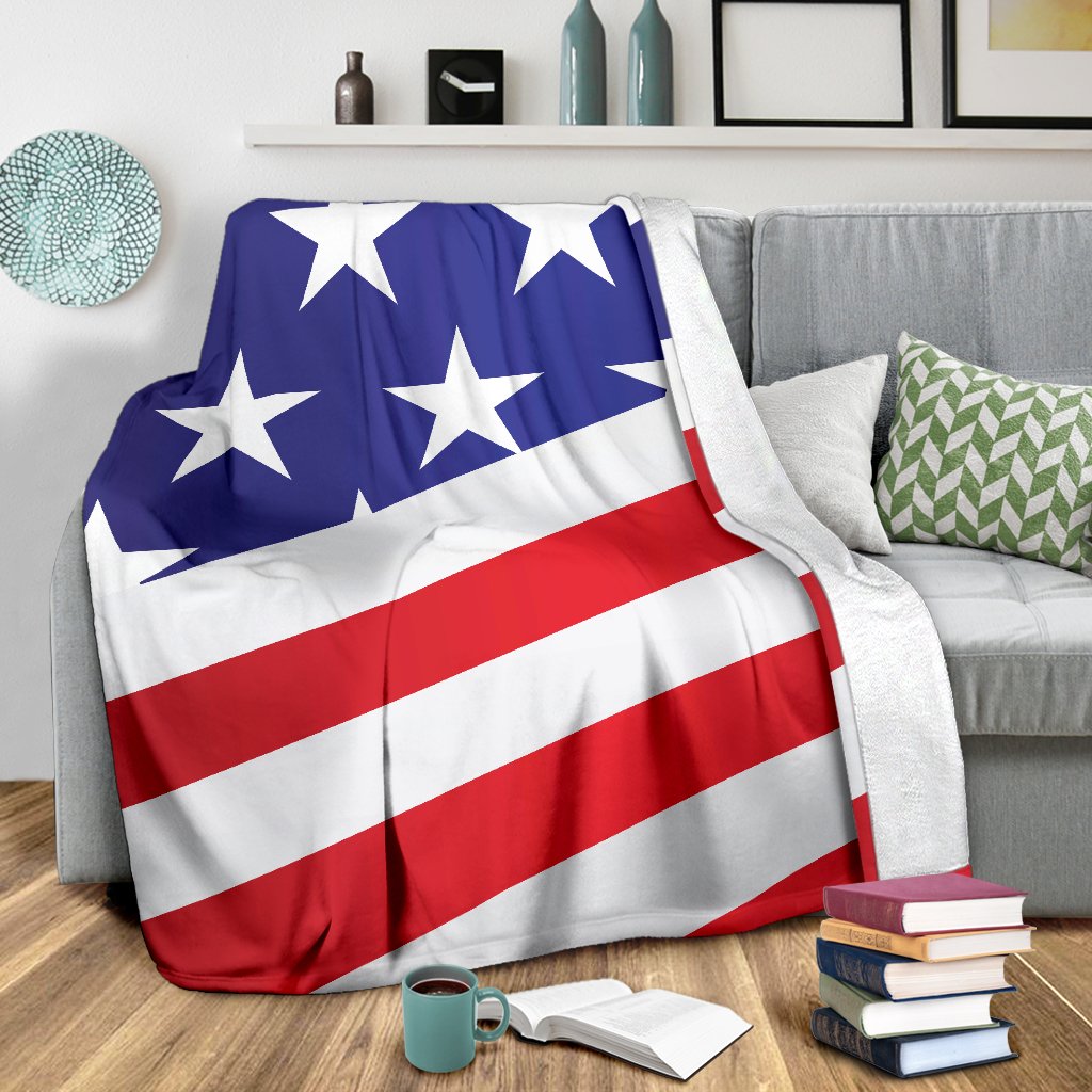 American Flag Print Fleece Blanket