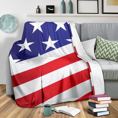 American Flag Print Fleece Blanket