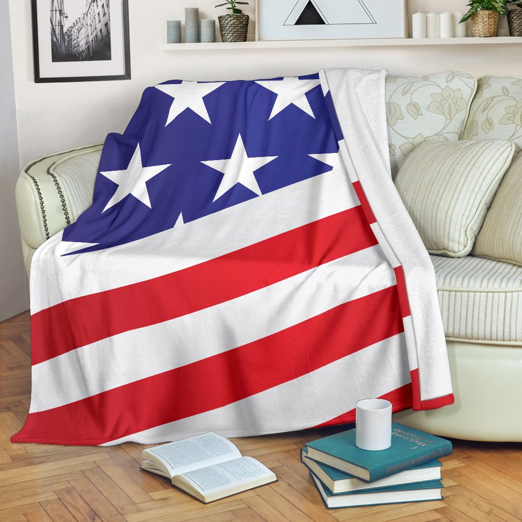 American Flag Print Fleece Blanket