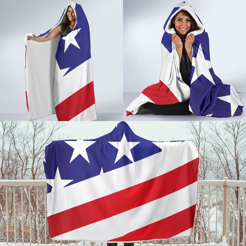 American flag Print Hooded Blanket-JTAMIGO.COM