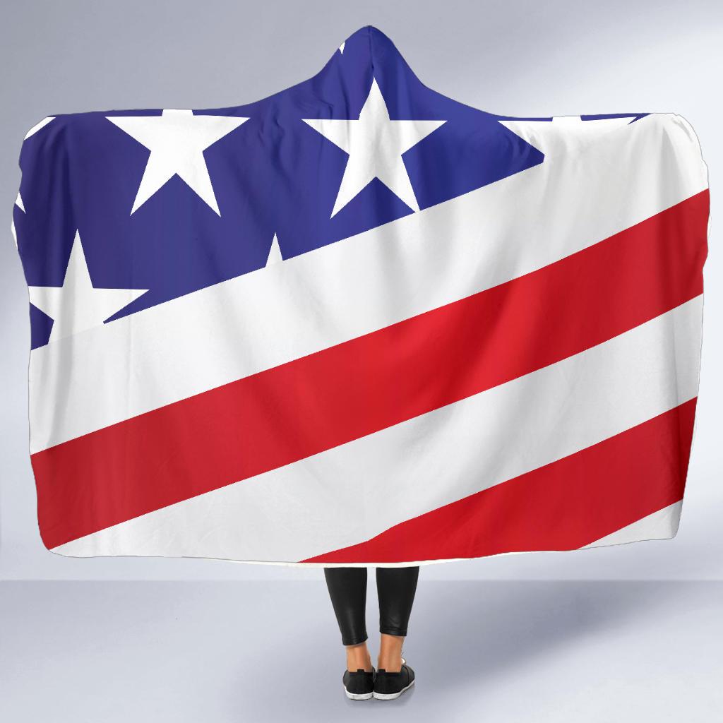 American flag Print Hooded Blanket-JTAMIGO.COM