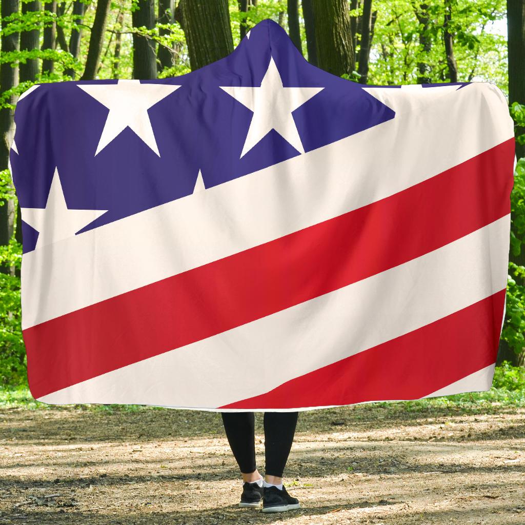 American flag Print Hooded Blanket-JTAMIGO.COM