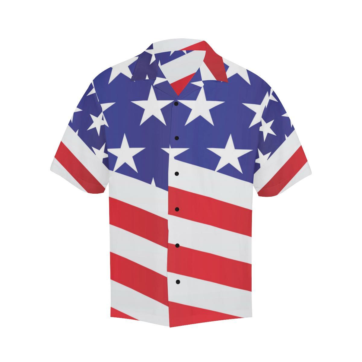 American flag Print Men Aloha Hawaiian Shirt
