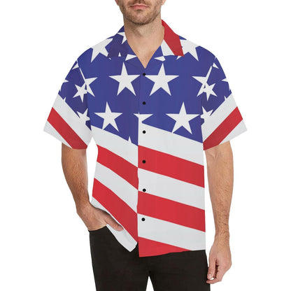 American flag Print Men Aloha Hawaiian Shirt