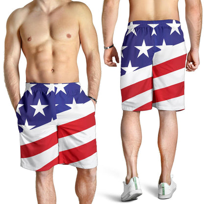 American flag Print Mens Shorts-JTAMIGO.COM