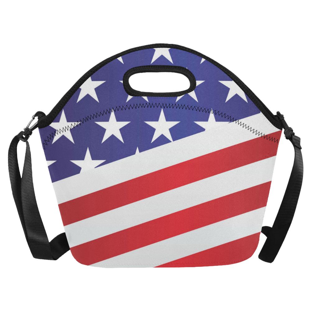 American flag Print Neoprene Lunch Bag (Model 1669)(Large)-JTAMIGO.COM