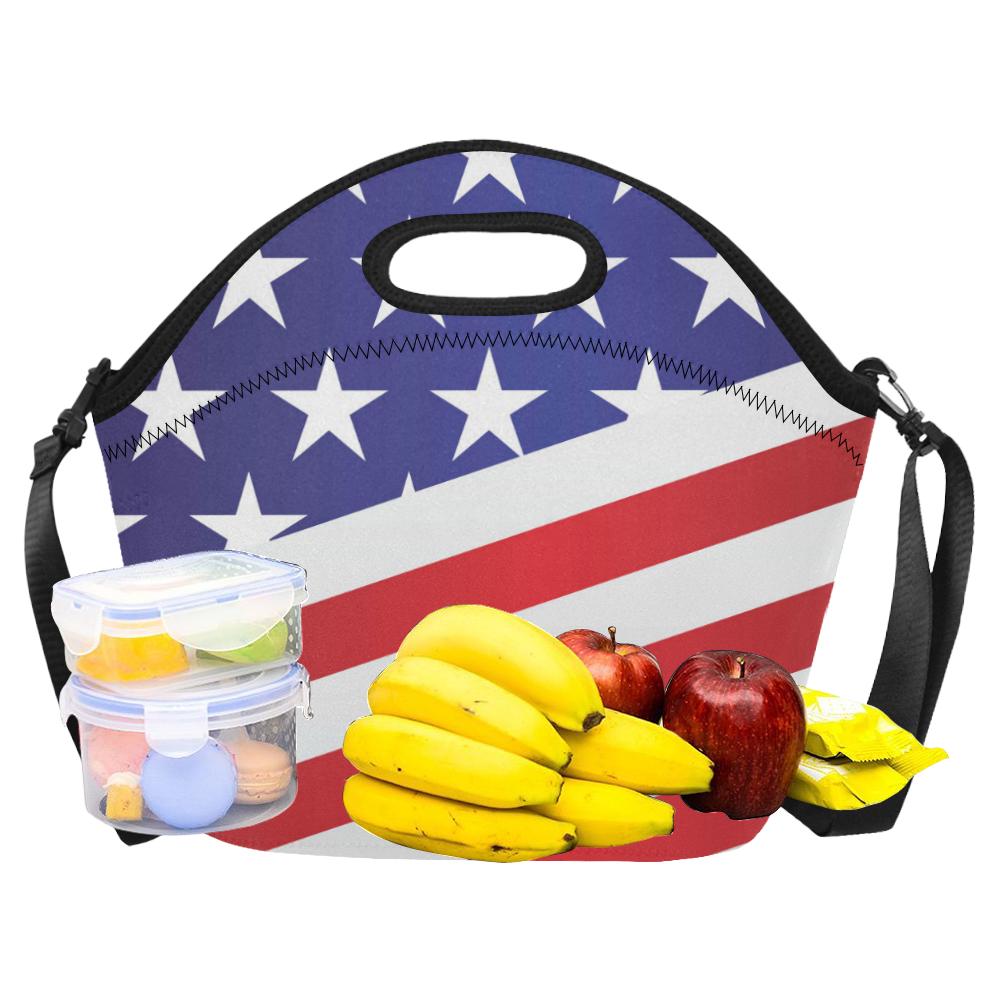 American flag Print Neoprene Lunch Bag (Model 1669)(Large)-JTAMIGO.COM