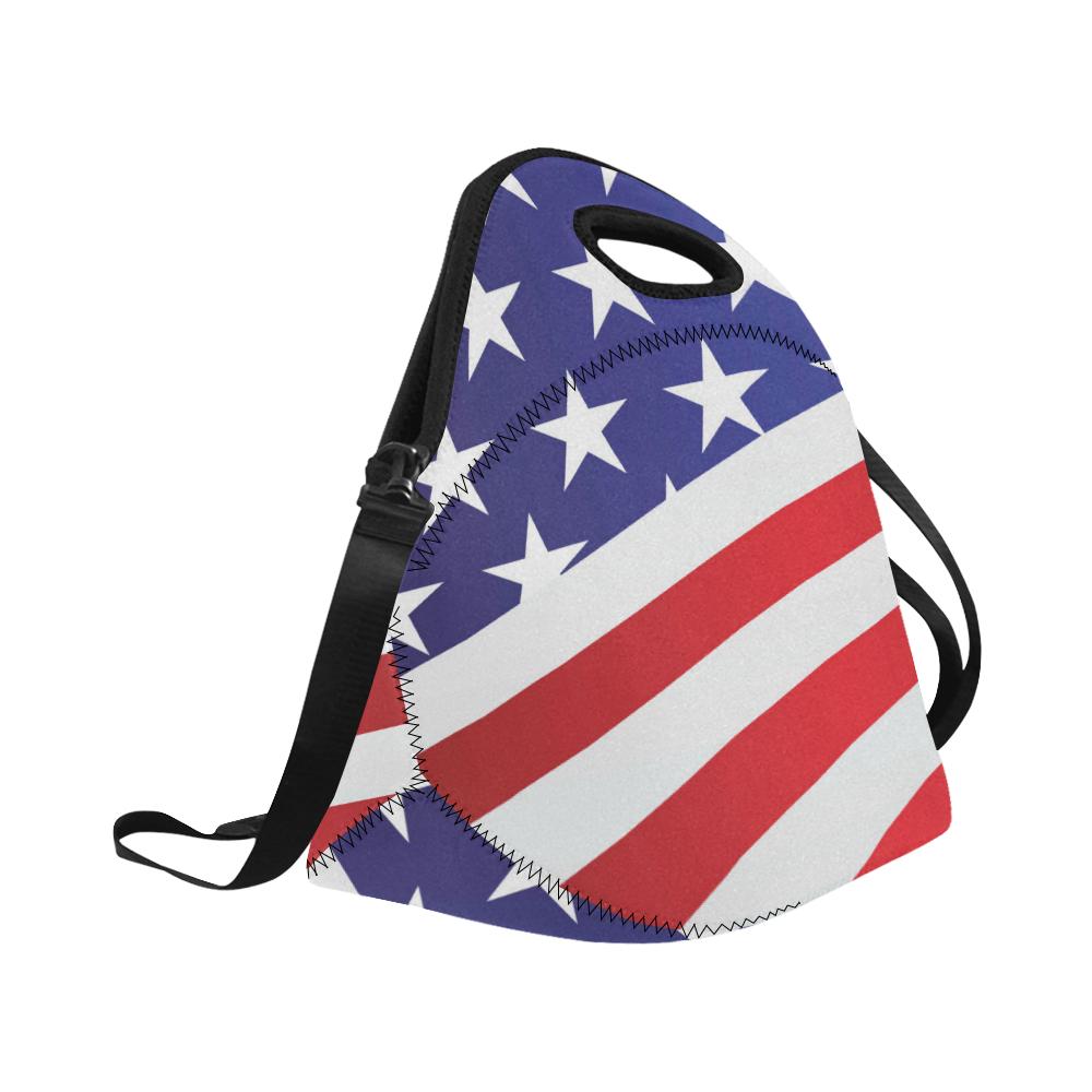 American flag Print Neoprene Lunch Bag (Model 1669)(Large)-JTAMIGO.COM