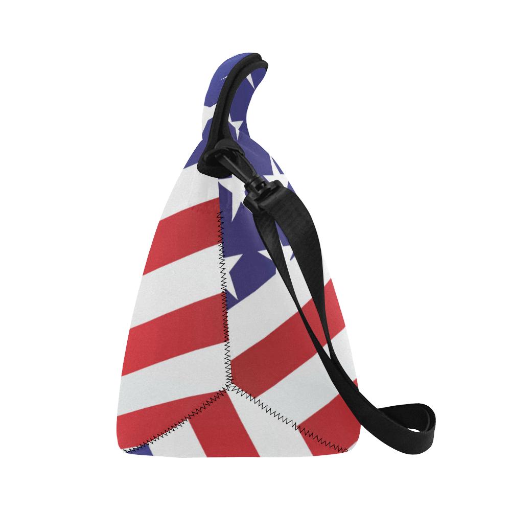 American flag Print Neoprene Lunch Bag (Model 1669)(Large)-JTAMIGO.COM
